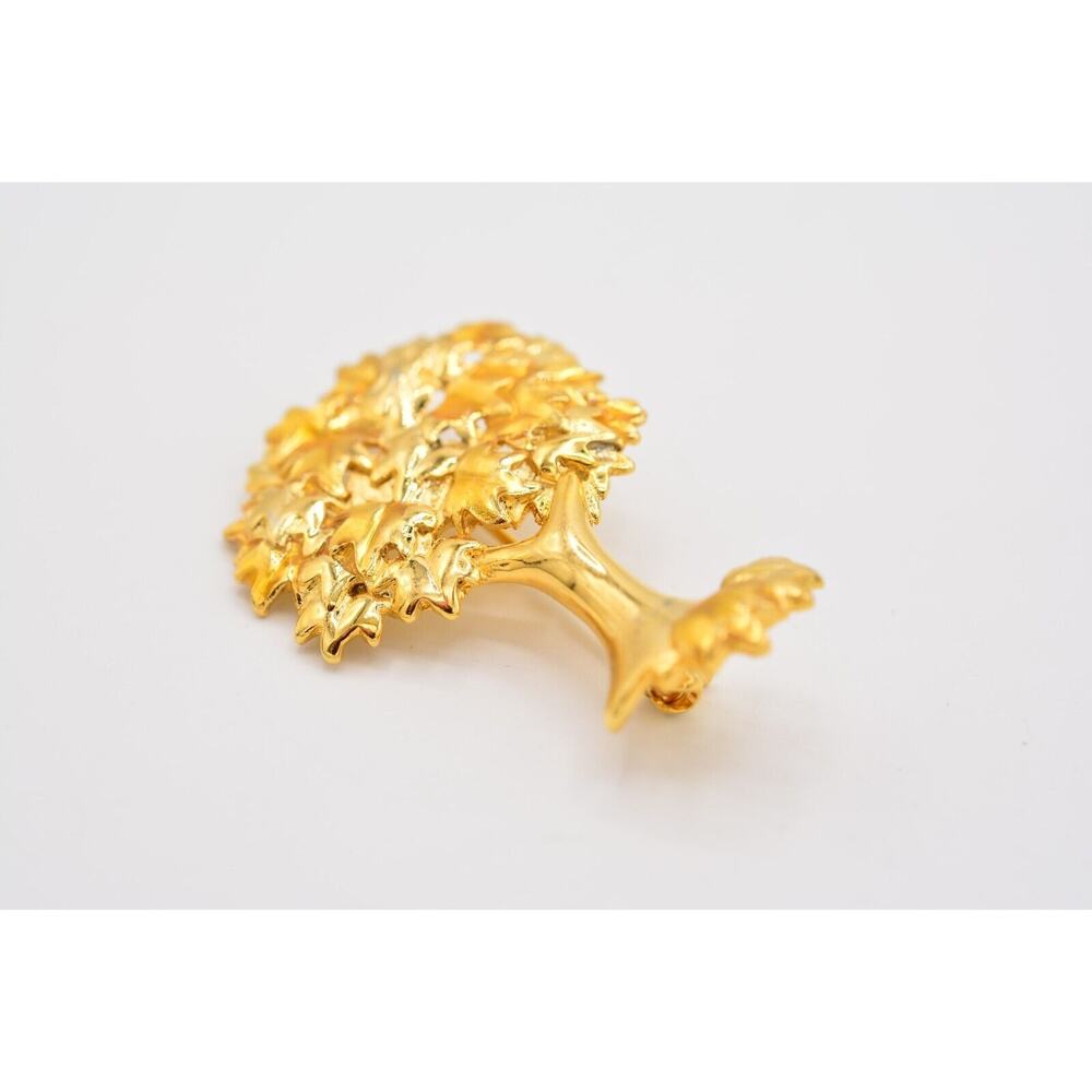 Danecraft Vintage Autumn Tree Pin Brooch Brushed Gold Fall Leaves Signed BinA10 - Picture 9 of 12